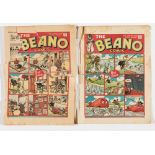 Beano 88, 101 (1940). No 88: worn torn front cover with top edge piece missing, no back cover [