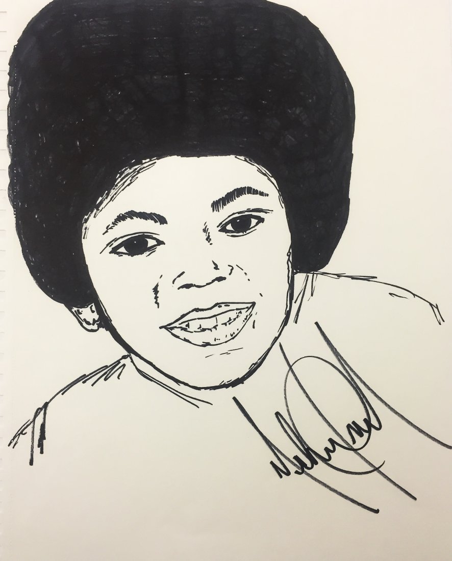 An original artwork of Michael Jackson as a teenager by Michael Jackson measuring 12" x 18" together