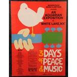 Woodstock poster by Arnold Skolnick entitled 3 Days of Peace & Music White Lake , N.Y., signed by