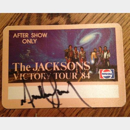 Signed Michael Jackson ""Victory Tour' After show pass from tour.