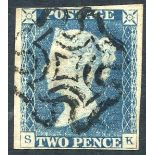 Plate 1 SK, pale shade, good to large margins, fine black MC.