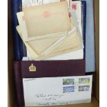 MISCELLANEOUS ACCUMULATION in carton incl. 1946 Victory Omnibus M stamps in album, British