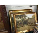 Phillip Kilner: Four gilt framed oils on board; Country cottages and country scenes.