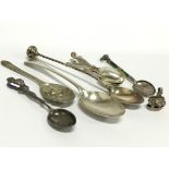 A collection of various silver spoons and other silver items (222 grams approx.).