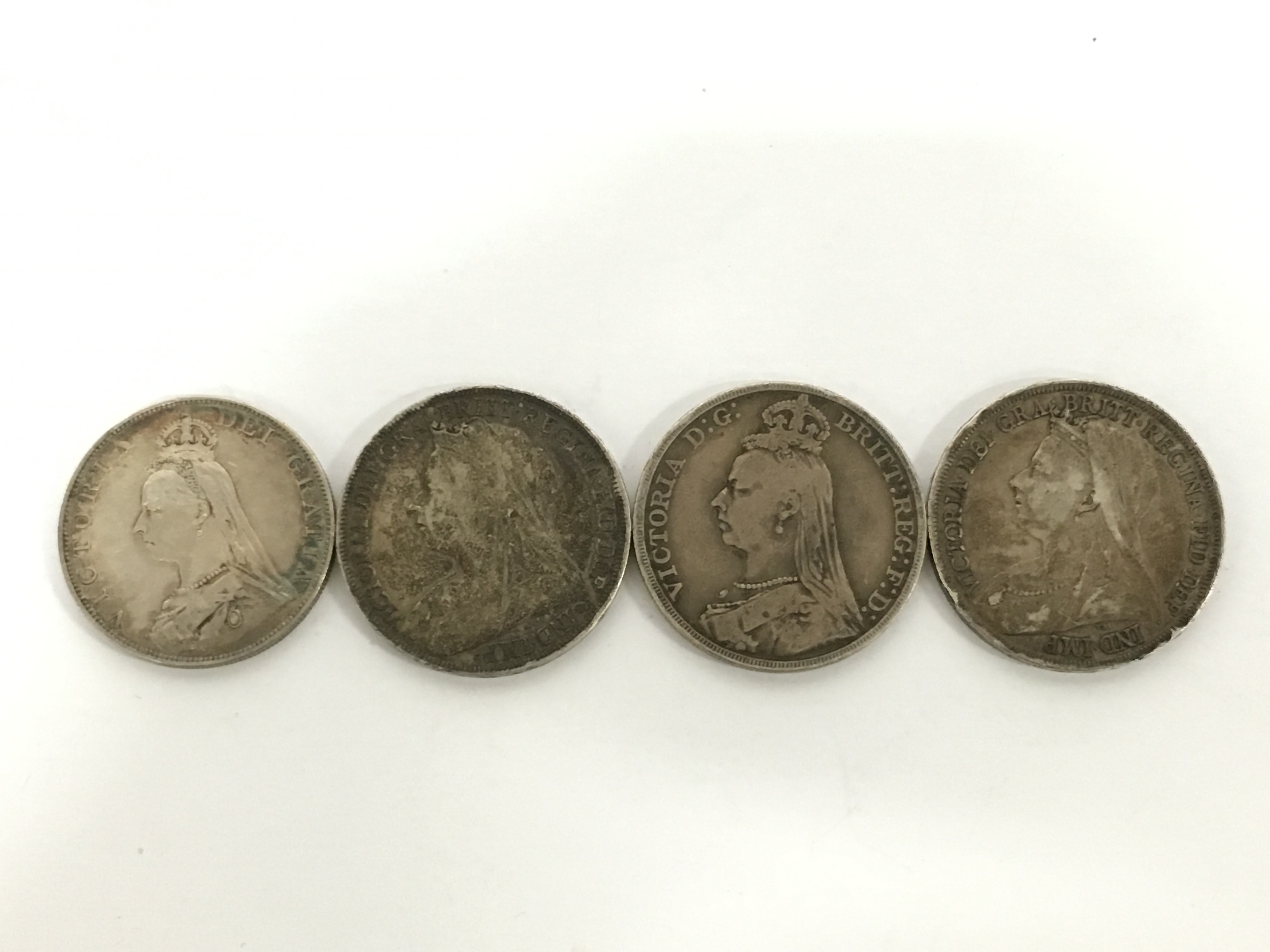 Three Victorian silver Crowns: 1889, 1893 and 1896 together with an 1887 half Crown. - Image 2 of 2