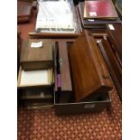 Various microscope glass slides and related items.