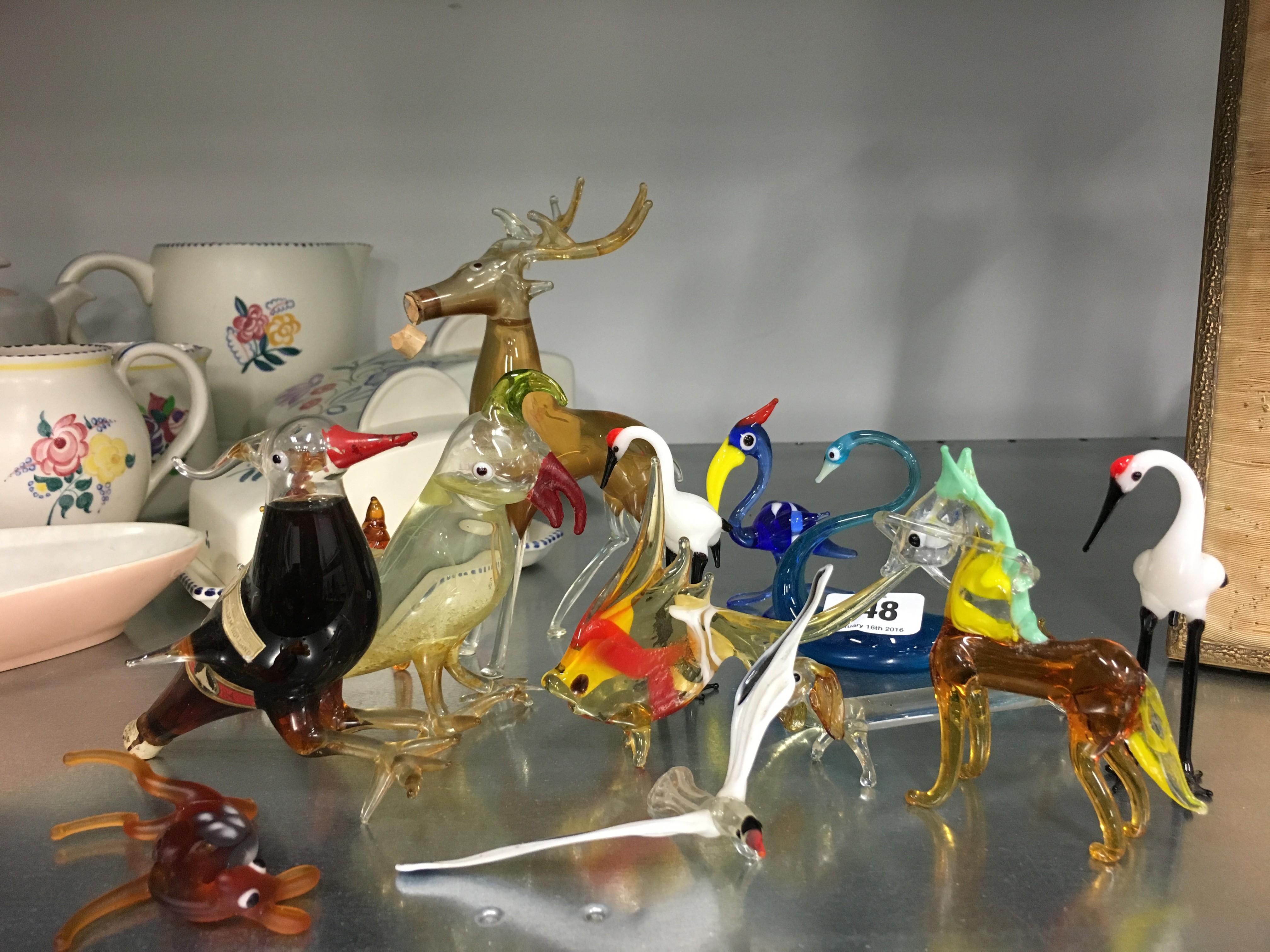 A collection of small Venetian glass animal ornaments.