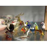 A collection of small Venetian glass animal ornaments.
