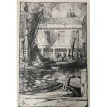 Leslie Moffatt Ward (1888-1978): Mounted etching: The Harbour office, Poole (22.5 x 31.5 cm).