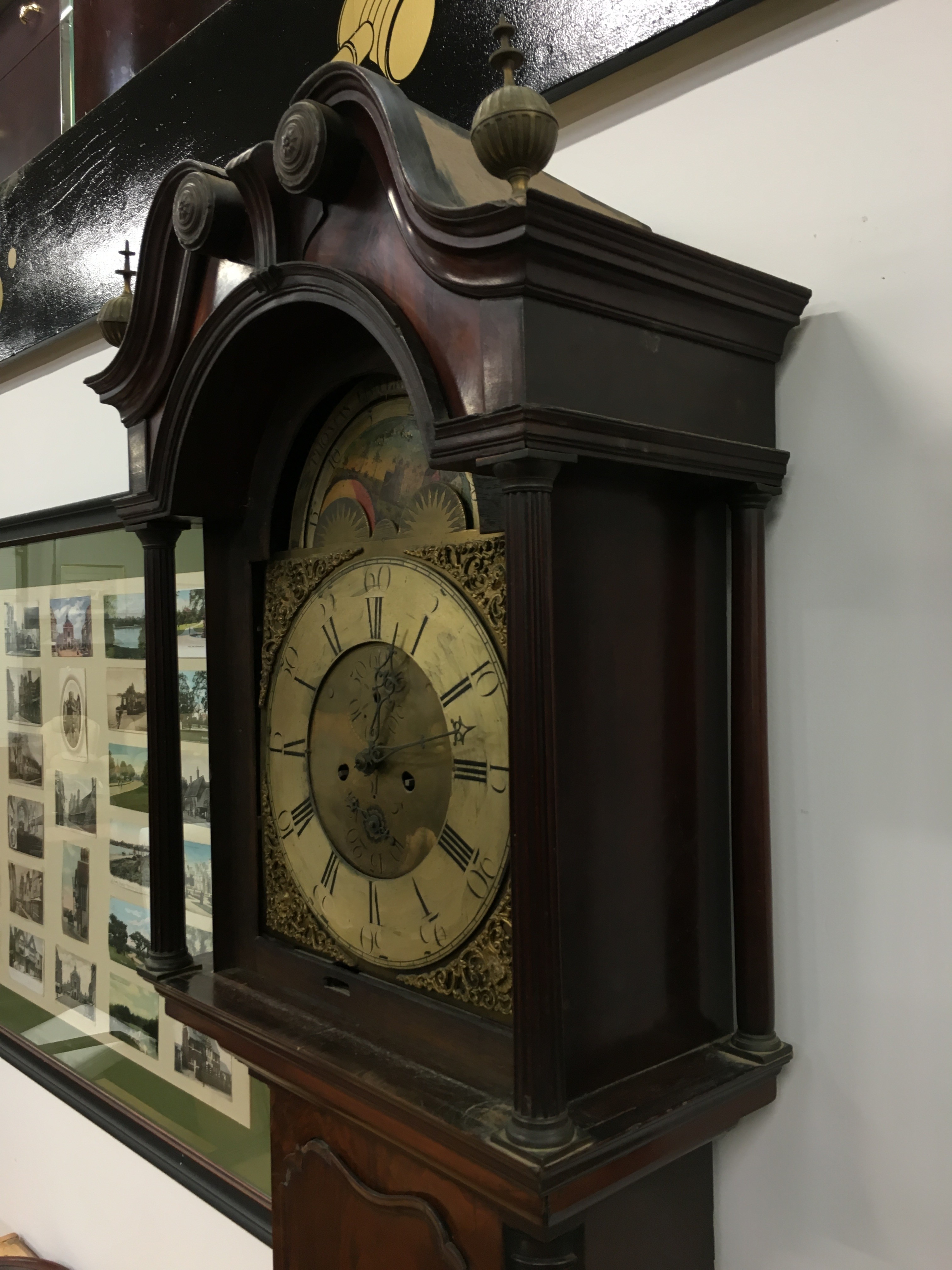 An 18th century flame mahogany cased longcase clock with brass dial and movement and painted moon - Image 10 of 13