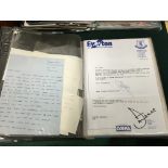 A folder containing a collection of Football related memorabilia including hand written letters and