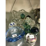 A collection of various Art Glass items including Mdina.