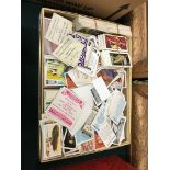 A box containing a quantity of various tea cards and collector's cards.