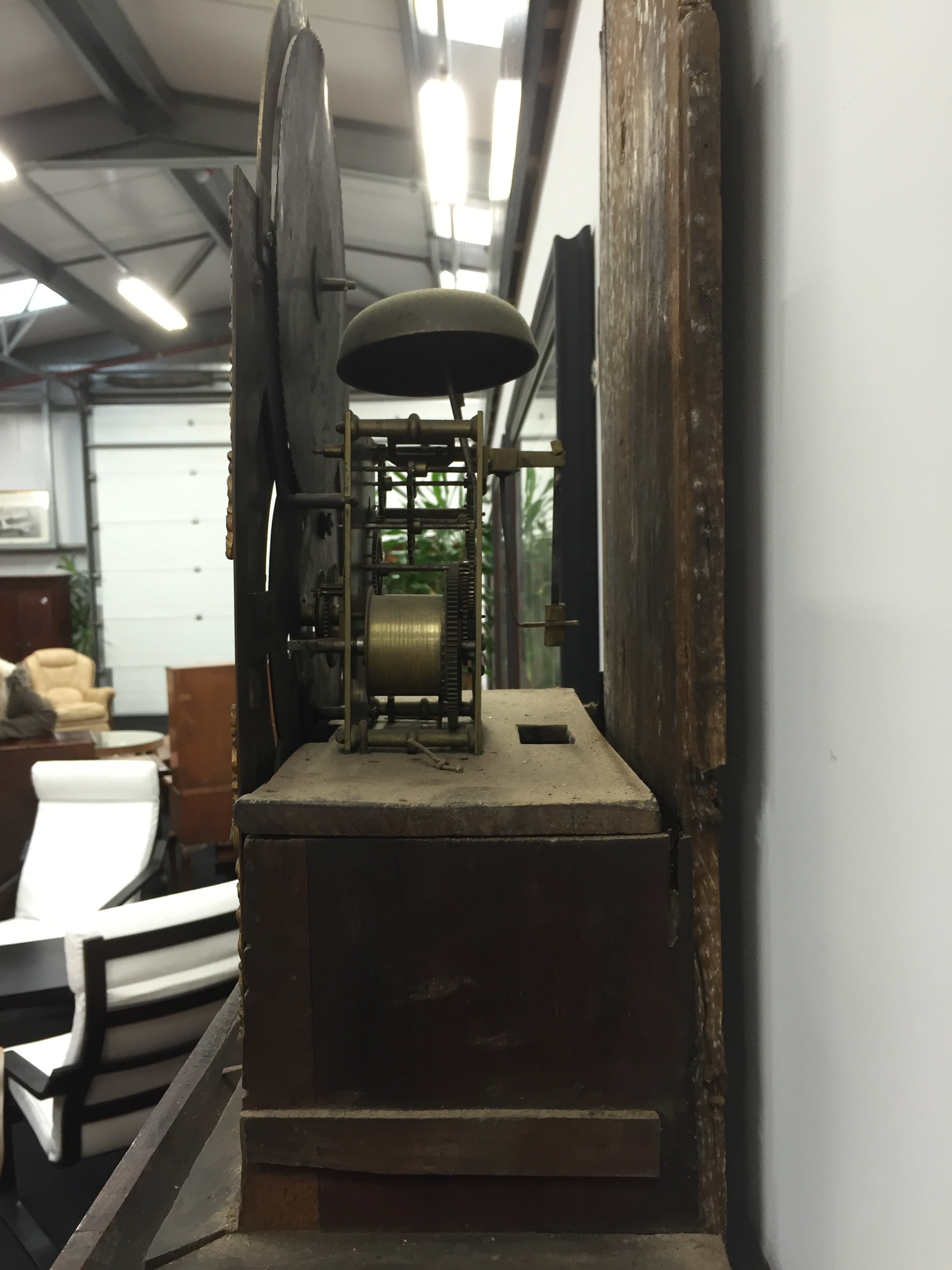 An 18th century flame mahogany cased longcase clock with brass dial and movement and painted moon - Image 12 of 13