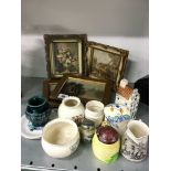 A collection of various Crested and other china items together with four miniature pictures and