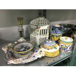 A collection of various Maiolica and Majolica china faience items.