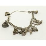 A silver charm bracelet.