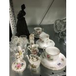 Seven various miniature Hammersley bone china items together with three china coffee cups and