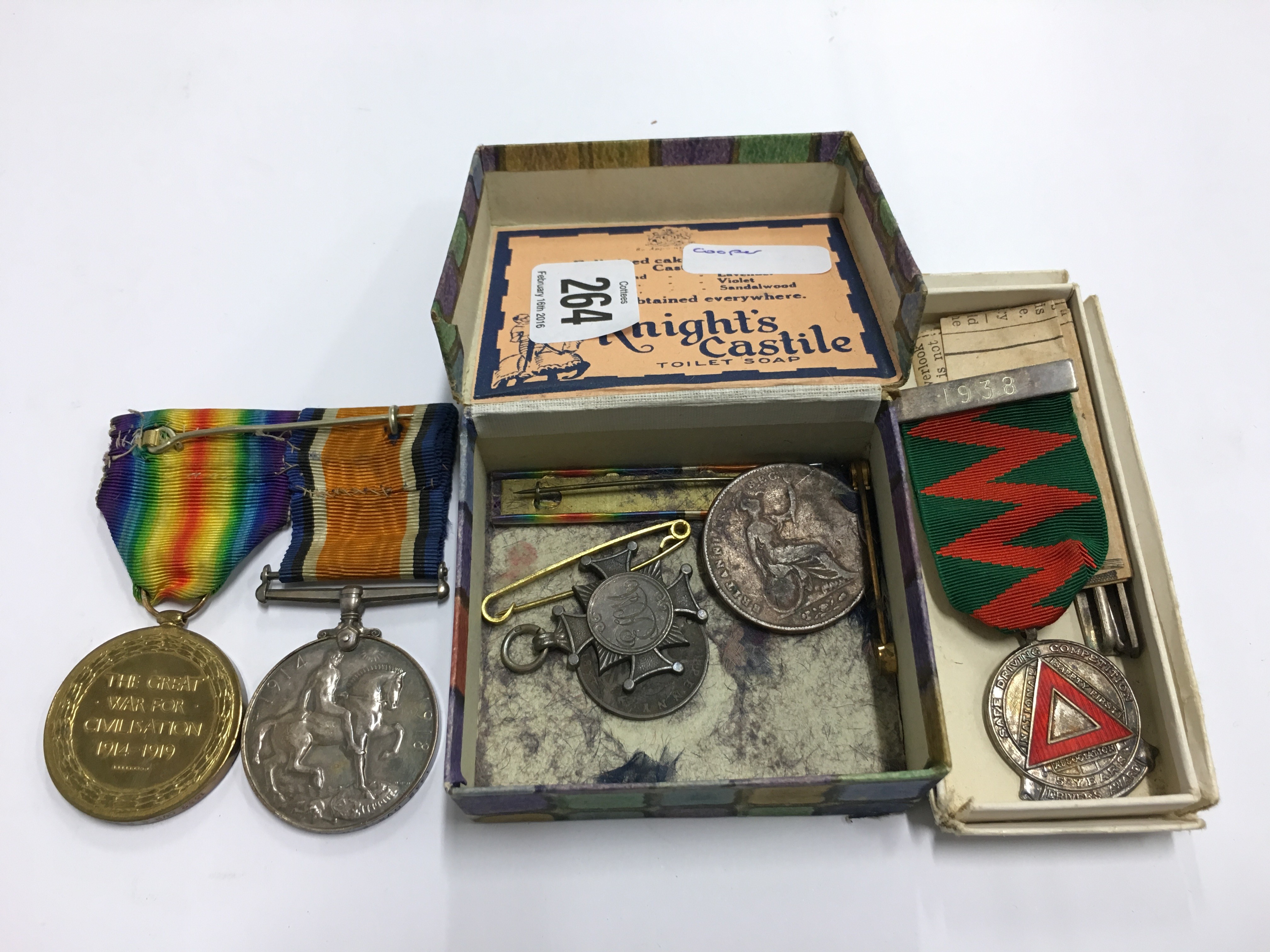 A pair of WWI General Service medals awarded to 1332 Driver E. H.