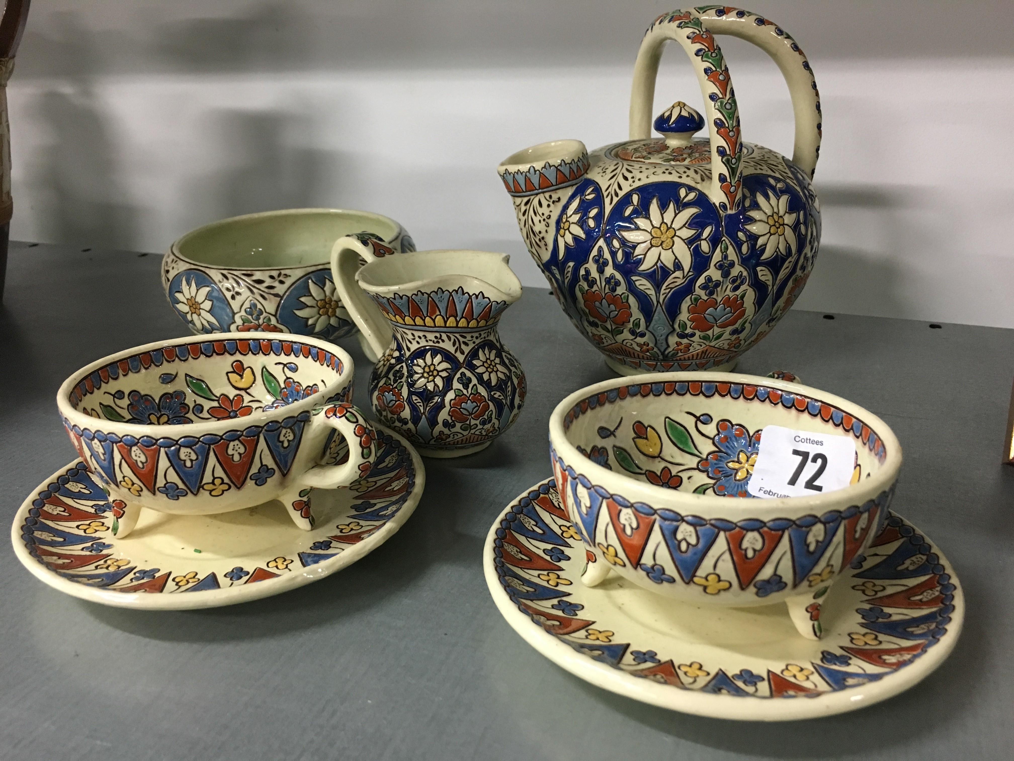 A Thoune Pottery Tea For Two set.