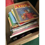 A box containing a quantity of various mid 20th century children's annuals.