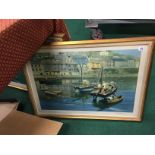 David Shepherd: Framed and glazed signed print; The Harbour Mevagissey together with another.