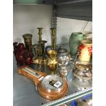 A collection of brass and other items.