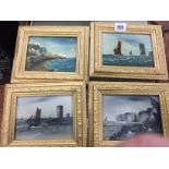 A set of four framed oils on board: Local Coastal Scenes.