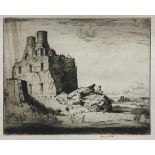 Leslie Moffatt Ward (1888-1978): Mounted signed and titled etching; Ruins on the Dorset Heath,