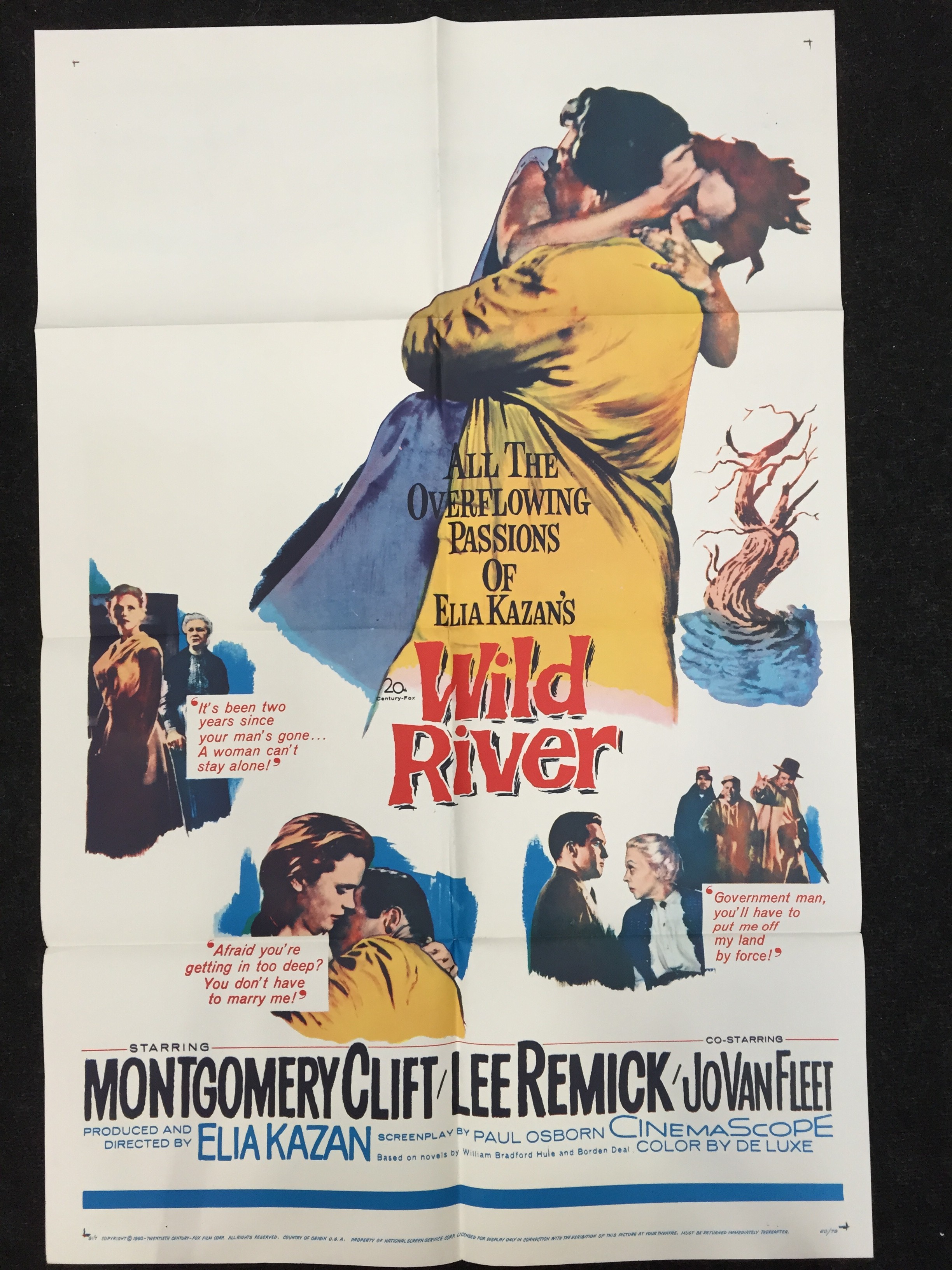 Wild River 1960 US one sheet film poster, 60/79, folded and reverse stamped, 41 x 27 inches.