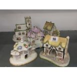 A collection of five various Coalport bone china houses: The Parasol House, The Coaching Inn.