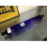 A Bristol blue glass 'Sailors Sausage' rolling pin