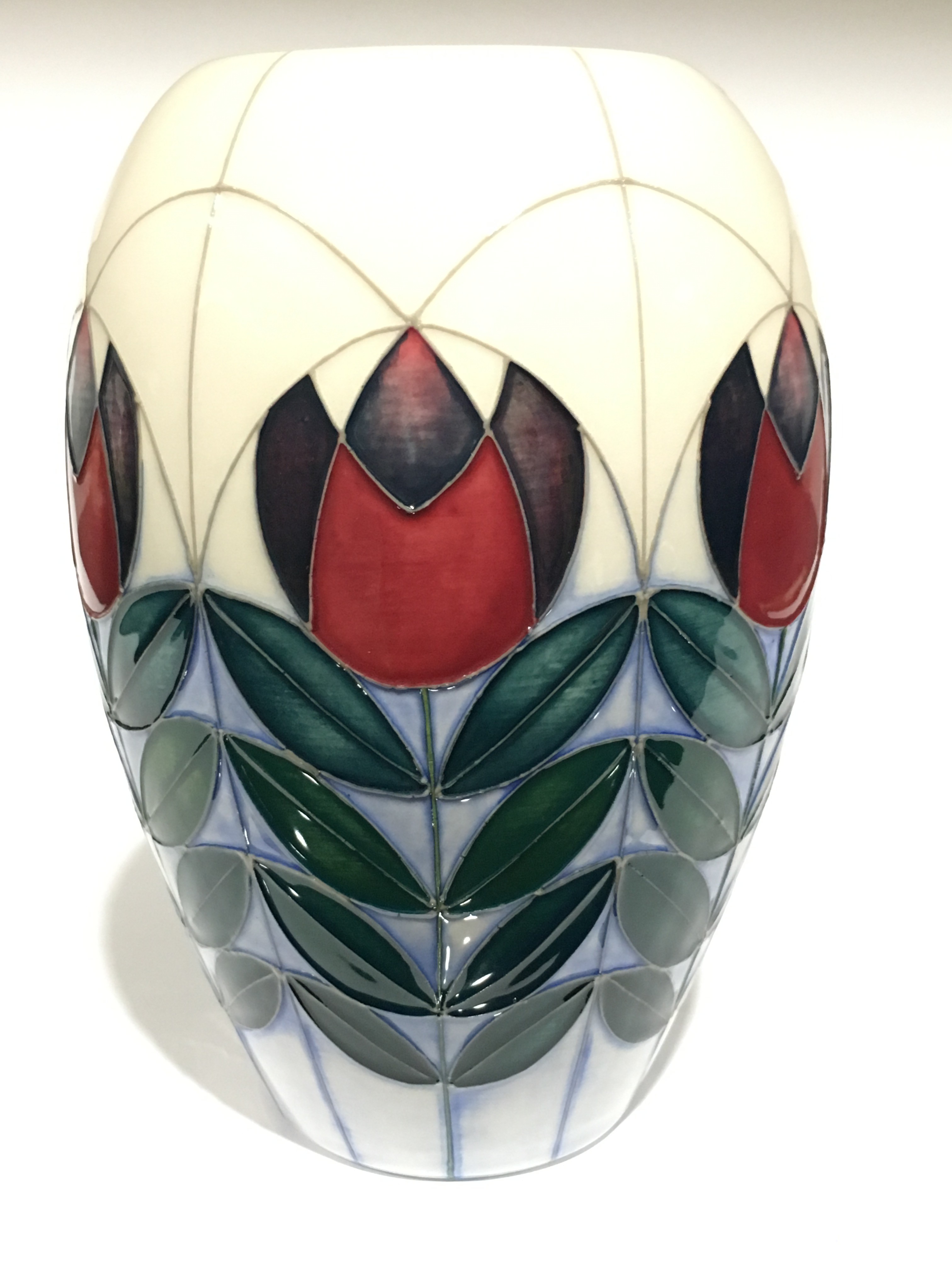 TULIPURPLE: A Trial Moorcroft Pottery vase by Nicola Slaney dated 5.2.15 (17.5cm high).