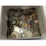 A box containing various coins.