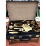 A Solingen Bestecke gold plated cutlery set in fitted case together with a canteen of Solingen