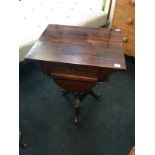 A Victorian rosewood ladies needlework side table fitted single drawer,