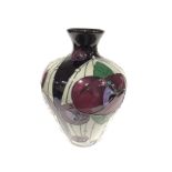 RENNIE ROSE: A Trial Moorcroft Pottery vase by Rachel Bishop dated 4.8.14. (17cm high).