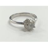 An 18 carat white gold ladies single stone diamond dress ring (3.