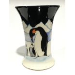 FAMILY ON ICE - PENGUINS: A Numbered Edition signed Moorcroft Pottery vase by Nicola Slaney,