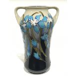 GENTIAN: A Limited Edition 57/100 twin handled signed Moorcroft Pottery vase by Kerry Goodwin (17.