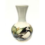 PIED WAGTAILS: A Trial Moorcroft Pottery vase by Vicky Lovatt dated 22.11.13 (18cm high).