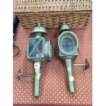A pair of reproduction brass carriage lamps.