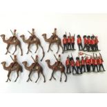 16 x Britains lead soldiers, includes six camels. Conditions vary, G-P and unboxed.