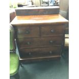 A Victorian mahogany straight front chest of two short and three long drawers.