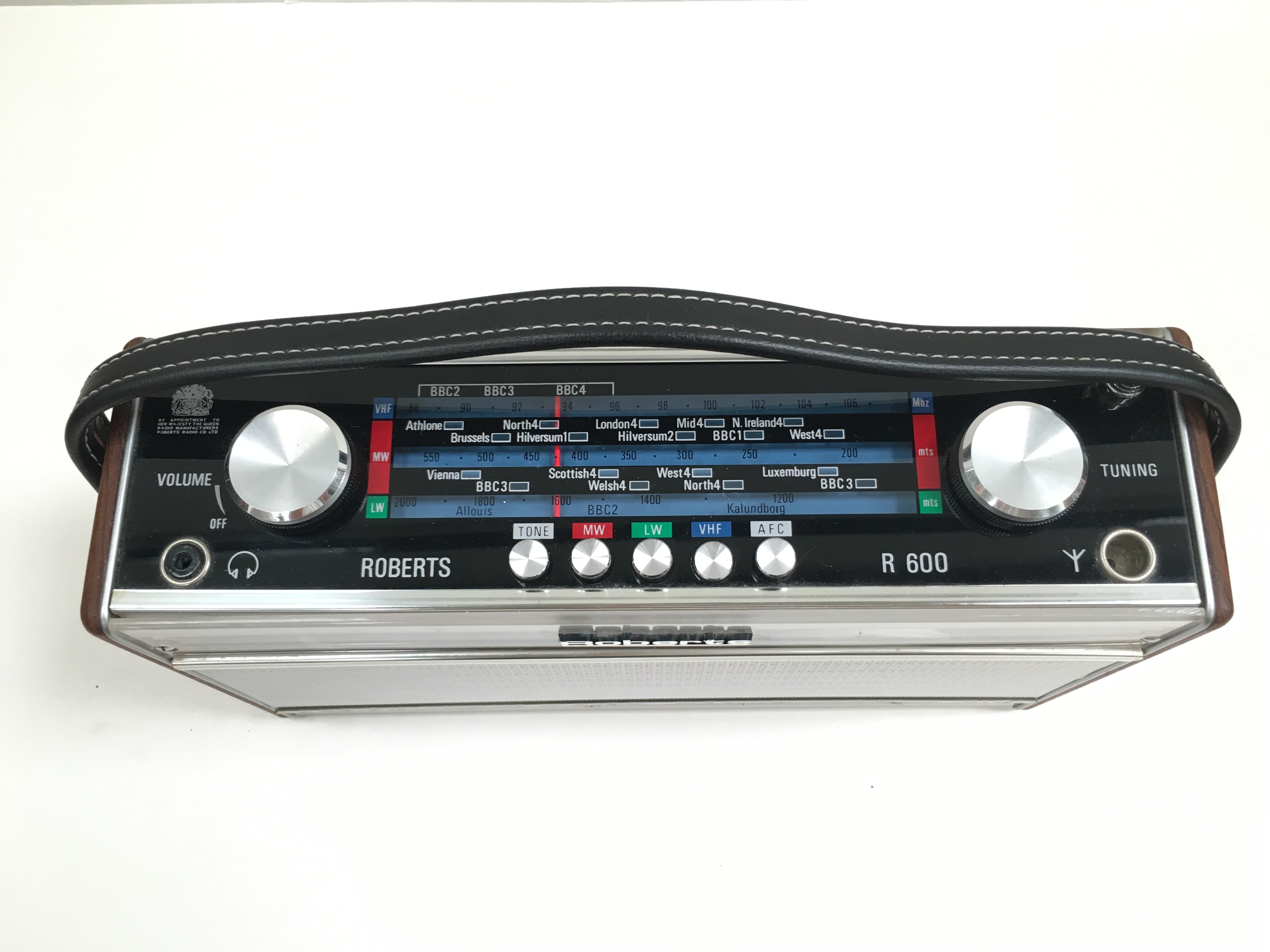 A rare Roberts Radio, Model 600 with silver mesh grille, five push buttons, two tuning knobs, - Image 2 of 3