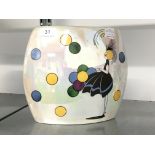 An Art deco style lustre vase decorated with a Dancing Girl and Balloons.