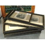Eight various framed and glazed miniature black and white 19th century engravings of Weymouth.
