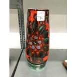 A Poole Pottery Delphis vase, shape 85, decorated in an abstract pattern on orange ground (