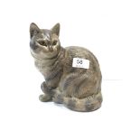 A Poole Stoneware Tabby Cat modelled and signed by Barbara Linley Adams, produced 1978-1982.