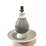 A Poole Freeform lamp base and footed bowl in PRP pattern designed by Alfred Read. Footed bowl shape